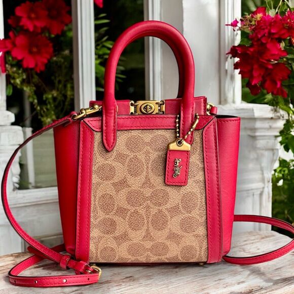 🍎 Coach 1941 Troupe Tote 16 in Signature Canvas & 1941 Red / Brass MSRP $425 - Picture 6 of 16
